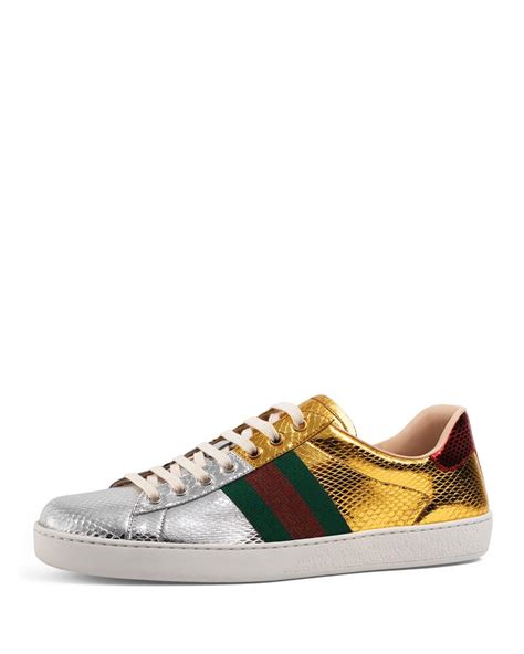 gucci ace sneakers ssense|gucci ace metallic snakeskin sneakers.